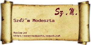 Szám Modeszta névjegykártya